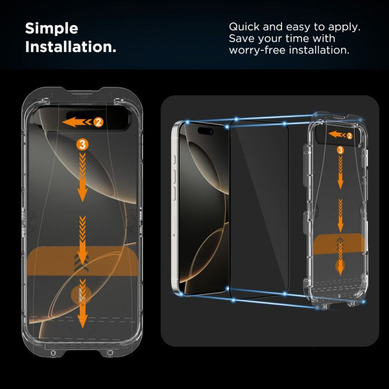 Zaščitna folija za zaslon Tech-Protect Quick Set+ za Apple iPhone 17e / 16e / 14 / 13 Pro, Kaljeno steklo, Polno lepljenje, Komplet 2 kosa, Črna