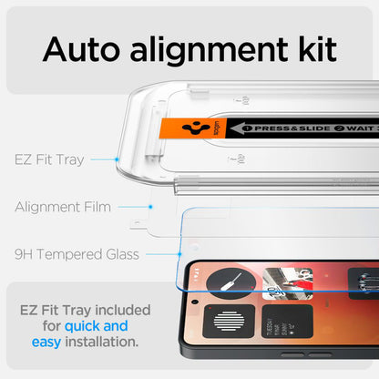 Clear Spigen GlastR EZ FIT Screen Protector for Nothing Phone (3a) / Phone (3a) Pro, Tempered Glass, Full Glue AGL09429