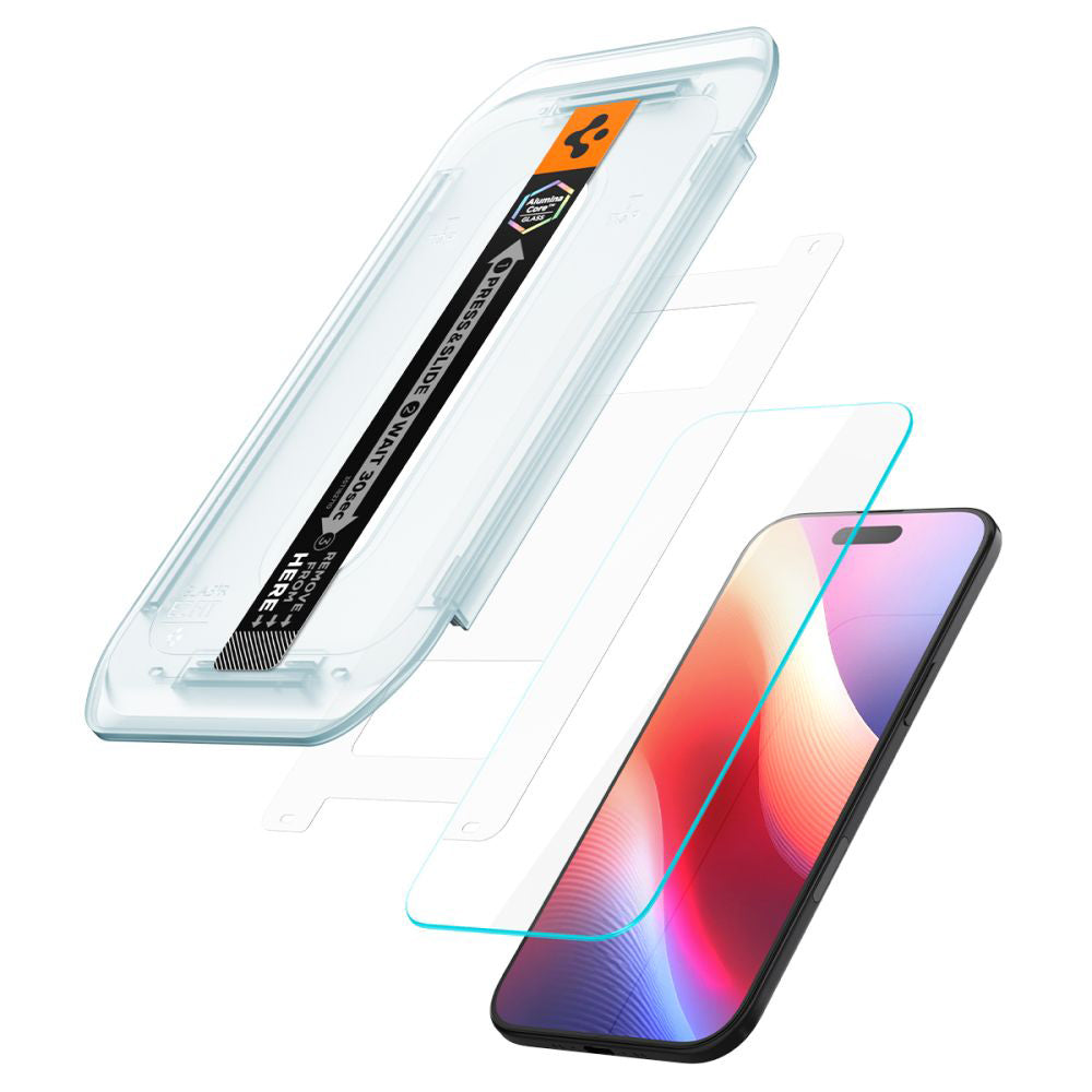 Zaščitna folija za zaslon Spigen GlastR EZ FIT za Apple iPhone 17 Air, Kaljeno steklo, Polno lepilo, Komplet 2 kosa
