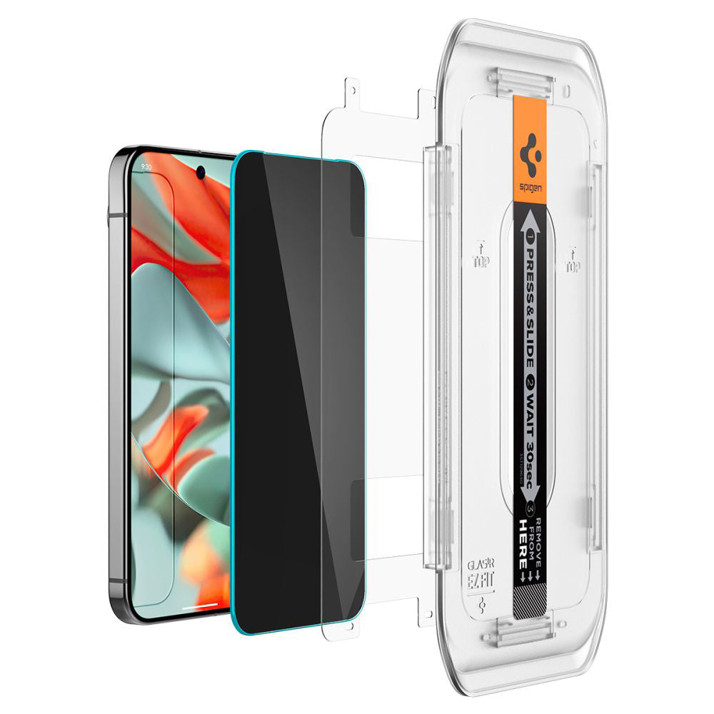 Zaščitna folija zaslona Privacy Spigen GlastR EZ FIT za Google Pixel 9 Pro XL, kaljeno steklo, polno lepilo, komplet 2 kosa AGL09313