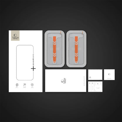 Tech-Protect Quick Set+ Screen Protector for Apple iPhone 16 Pro, Tempered Glass, Full Glue, Set of 2 Pieces, Black