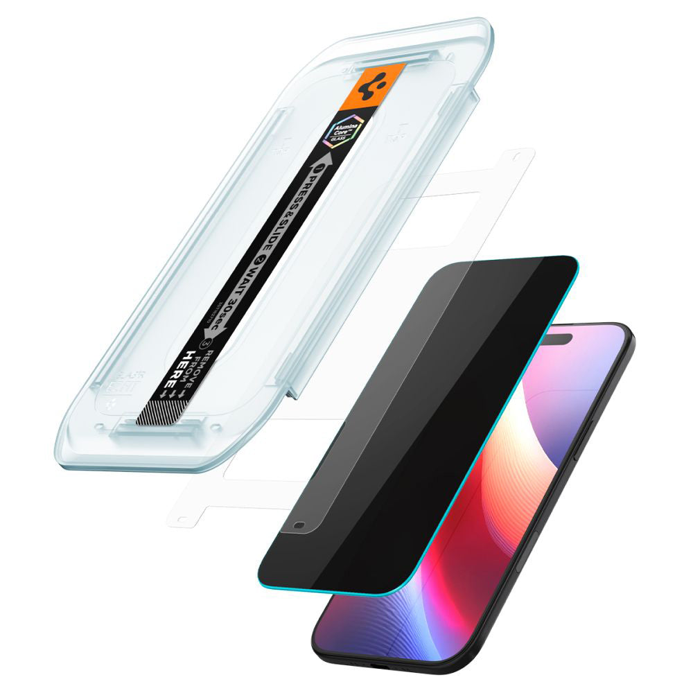 Zaščitna folija za zaslon Privacy Spigen GlastR EZ FIT za Apple iPhone 17 Air, Kaljeno steklo, Polno lepilo, Komplet 2 kosa