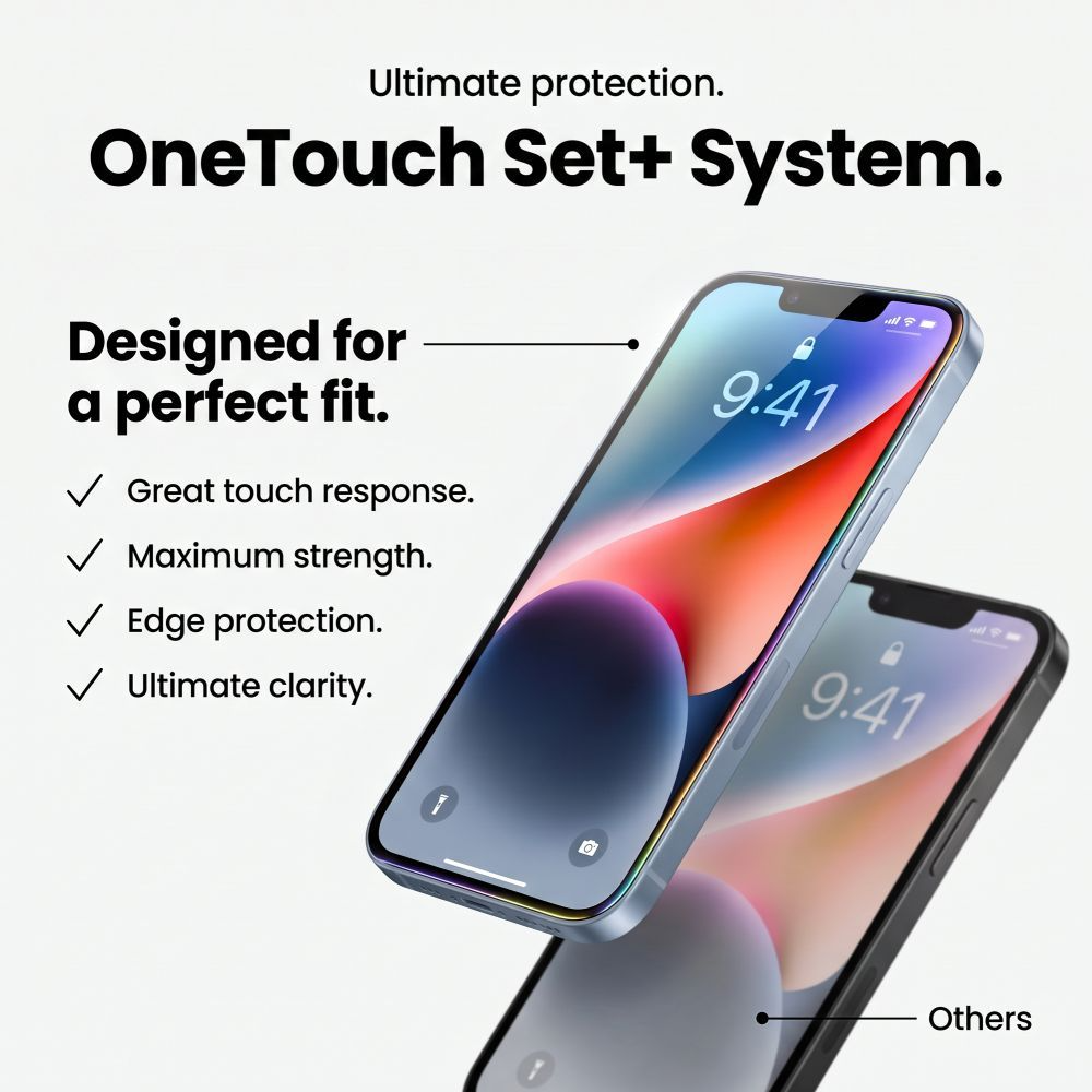 Zaščitna folija za zaslon Tech-Protect OneTouch za Apple iPhone 18 Pro / 17 Pro, kaljeno steklo, polno lepilo, komplet 2 kosa, prozorna