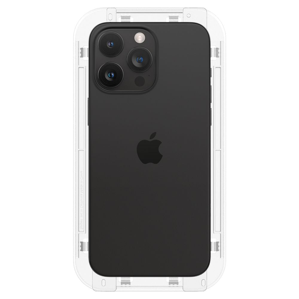 Zaščitna folija za zaslon Spigen GlastR EZ FIT za Apple iPhone 15 Pro Max, Kaljeno steklo, Polno lepilo, Komplet 2 kosa AGL06872