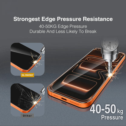 Zaščitno steklo za zaslon Tel Protect 10X HD DLC Diamond Coating za Apple iPhone 17e / 16e / 14 / 13 Pro / 13, kaljeno steklo, lepilo po celotni površini, črno