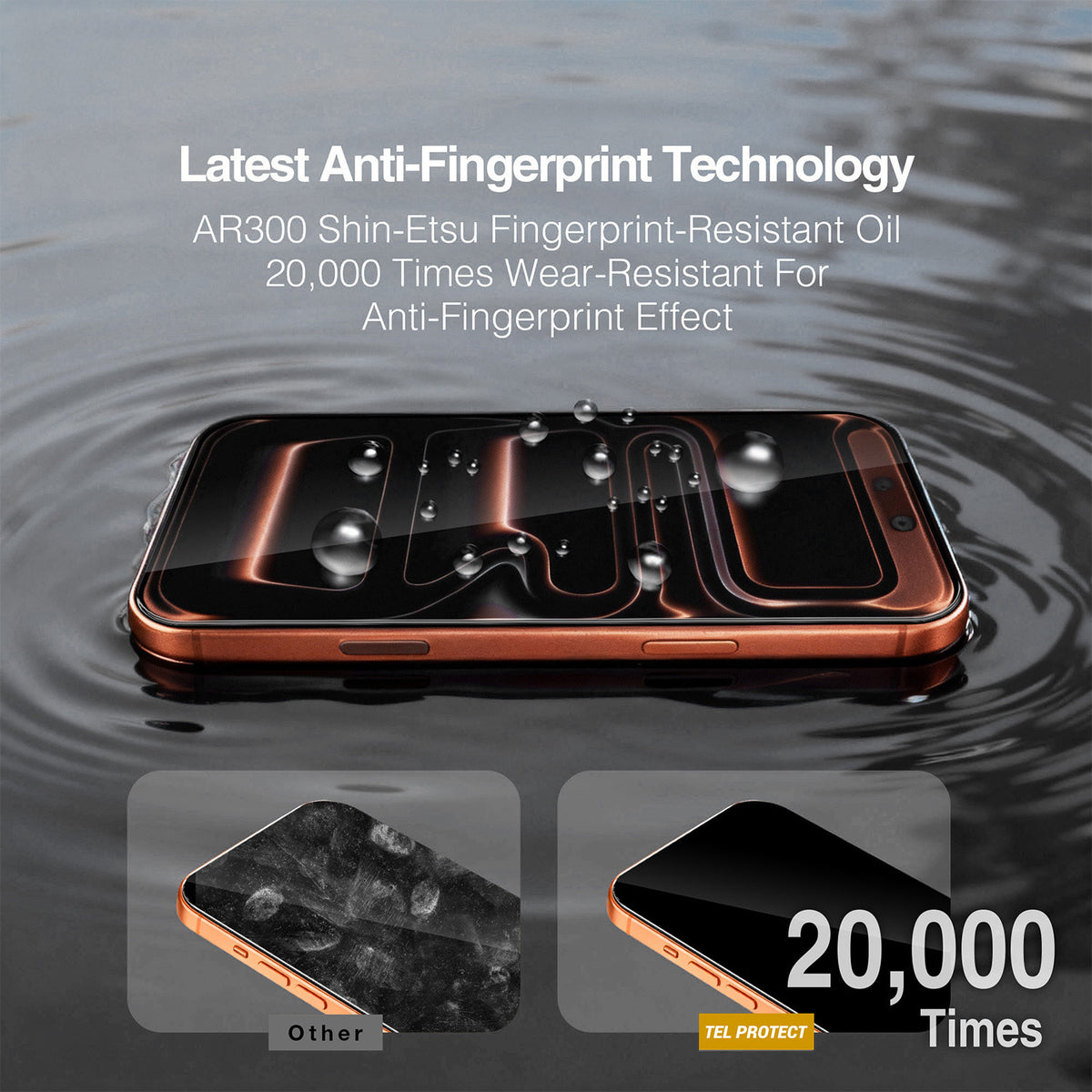 Zaščitna folija za zaslon Tel Protect 10X HD DLC Diamond Coating za Apple iPhone 18 Pro / 17 Pro, kaljeno steklo, lepilo po celotni površini, črna