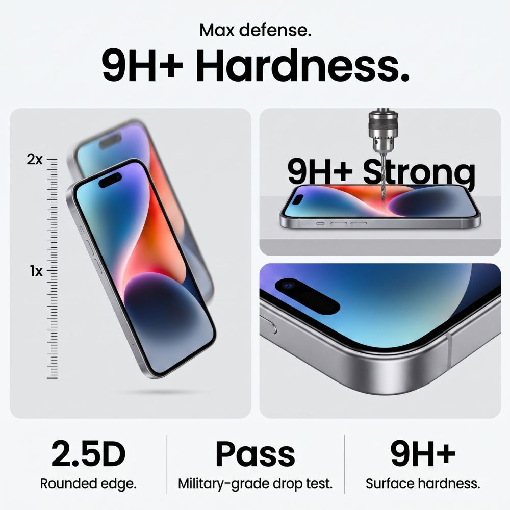 Zaščitna folija za zaslon Tech-Protect OneTouch za Apple iPhone 18 Pro / 17 Pro, kaljeno steklo, polno lepilo, komplet 2 kosa, prozorna