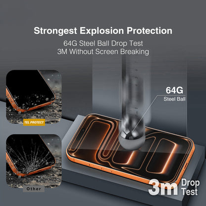 Zaščitna folija za zaslon Tel Protect 10X HD DLC Diamond Coating za Apple iPhone 18 Pro / 17 Pro, kaljeno steklo, lepilo po celotni površini, črna
