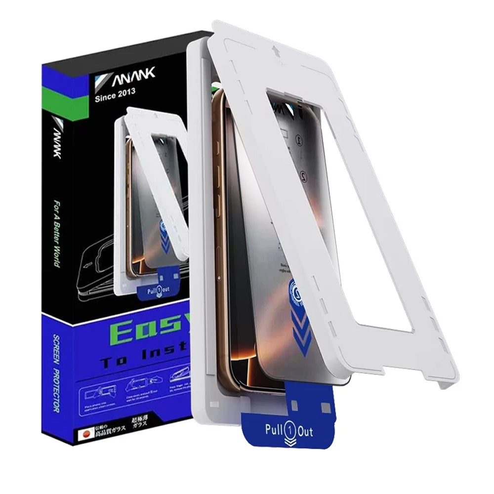 Zaščitna folija za zaslon Anank 2X ojačana za Apple iPhone 16, kaljeno steklo, polno lepilo, 2.5D, črna