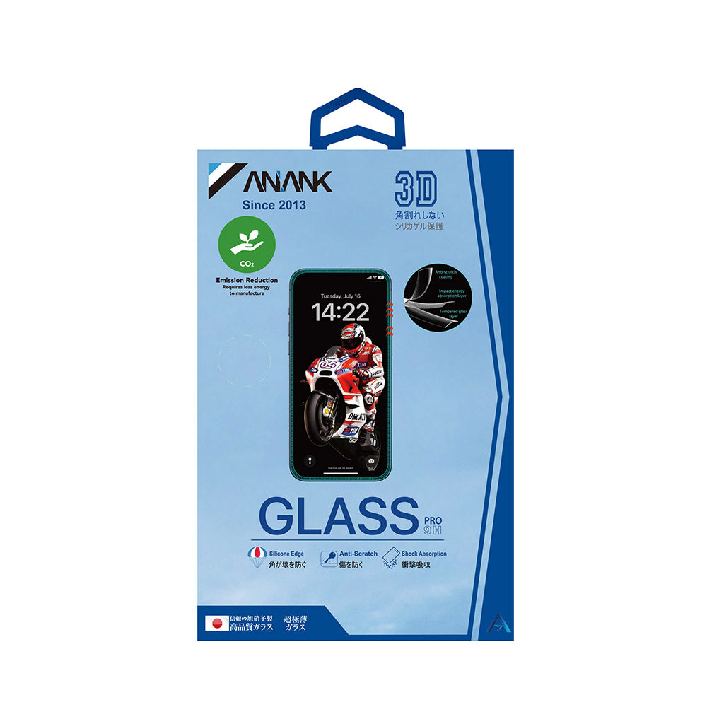 Zaščitna folija za zaslon Anank 3X ojačana za Apple iPhone 15 Pro Max, kaljeno steklo, polno lepilo, 3D, črna