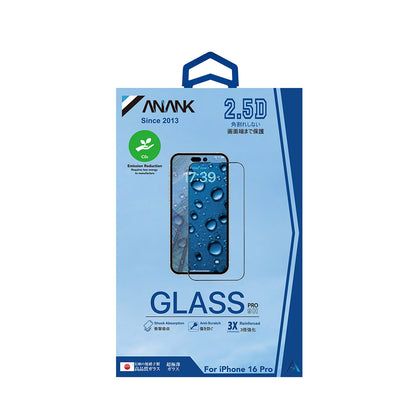 Zaščitna folija zaslona Anank 3X ojačana za Apple iPhone 15 Pro, kaljeno steklo, polno lepilo, 2.5D, črna