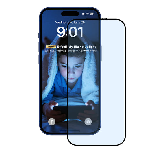 Zaščitna folija za zaslon Anti Blue Light Anank 5X Reinforced za Apple iPhone 17, Kaljeno steklo, Full Glue, 2.5D, Črna