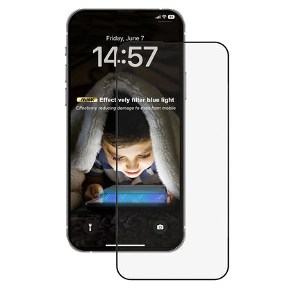 Zaščitna folija zaslona Anti Blue Light Anank za Apple iPhone 14 Pro Max, kaljeno steklo, polno lepilo, 2.5D, črna