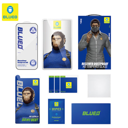 Zaščitna folija zaslona Blueo Anti-Dust HD za Apple iPhone 17e / 16e / 14 / 13 Pro, kaljeno steklo, polno lepilo, črna