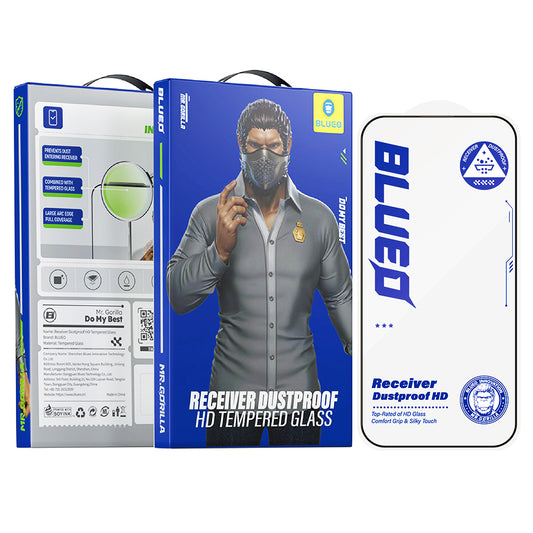 Zaščitna folija zaslona Blueo Anti-Dust HD za Apple iPhone 17 Pro / 17 / 16 Pro, kaljeno steklo, polno lepilo, črna
