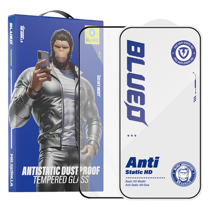Zaščitna folija za zaslon Blueo Anti-Static HD za Apple iPhone 16 Plus / 15 Plus, kaljeno steklo, polno lepilo, črna