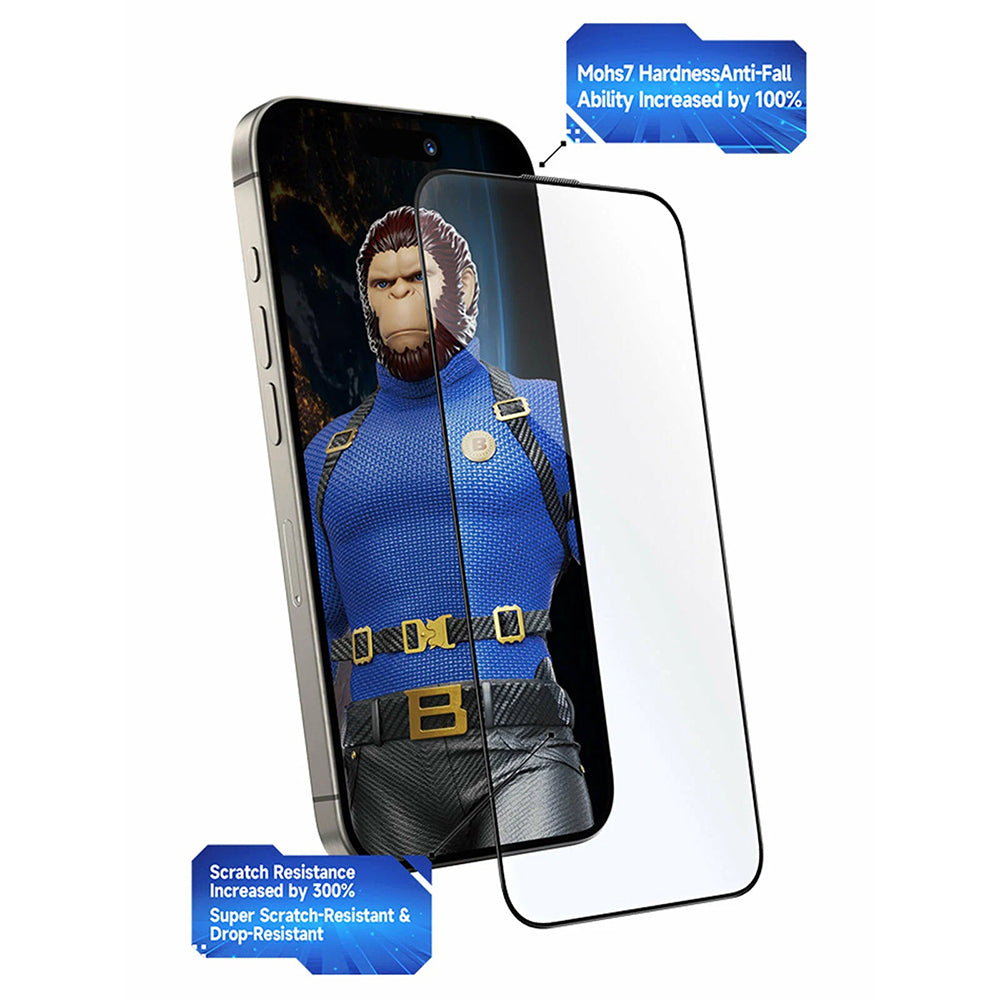 Zaščitna folija za zaslon Blueo Crystal Anti-Scratch Applicator za Apple iPhone 17 Pro / 17 / 16 Pro, Kaljeno steklo, Polno lepilo, Črna
