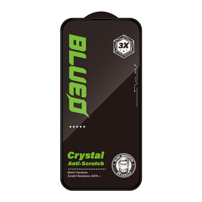 Blueo Crystal Anti-Scratch Screen Protector for Apple iPhone 15 Pro Max, Tempered Glass, Full Glue, Black