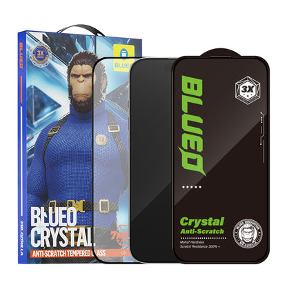 Blueo Crystal Anti-Scratch Screen Protector for Apple iPhone 16 / 15, Tempered Glass, Full Glue, Black