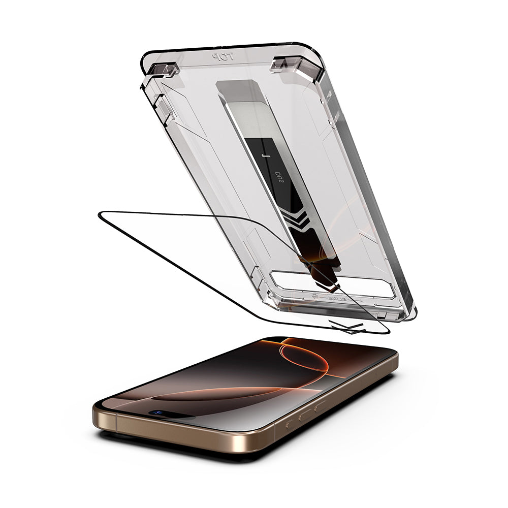 Zaščitna folija za zaslon Techsuit TitanGlass za Apple iPhone 17 Pro, Kaljeno steklo, Polno lepljenje, Črna