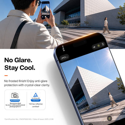 Zaščitna folija zaslona Torras Sunview AR za Apple iPhone 18 Pro / 17 Pro, kaljeno steklo, polno lepilo