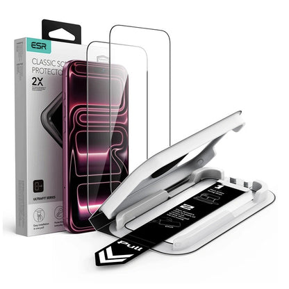 Zaščitna folija za zaslon ESR UltraFit Classic za Apple iPhone 18 Pro Max / 17 Pro Max, kaljeno steklo, polno lepilo, komplet 2 kosa, črna