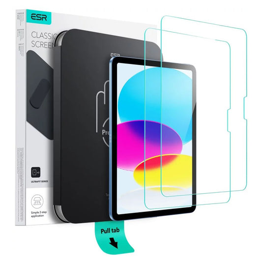 Zaščitna folija za zaslon ESR UltraFit za Apple iPad (2025) / (2022), Kaljeno steklo, Polno lepljenje, Komplet 2 kosa