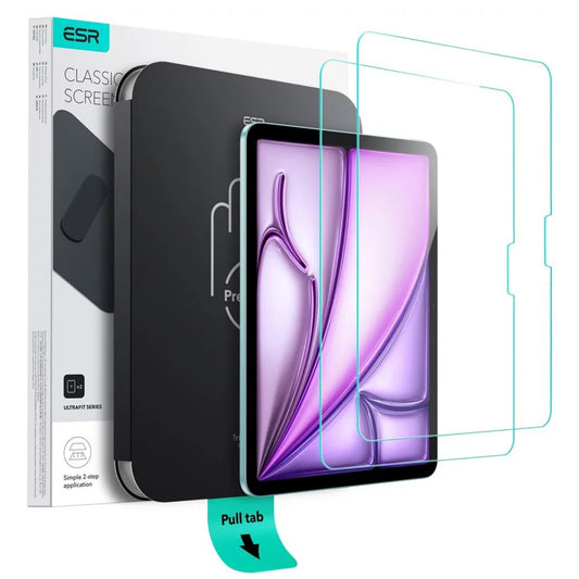 Zaščitna folija za zaslon ESR UltraFit za Apple iPad Air 11 (2025) / Air 11 (2024), Kaljeno steklo, Polno lepljenje, Komplet 2 kosa
