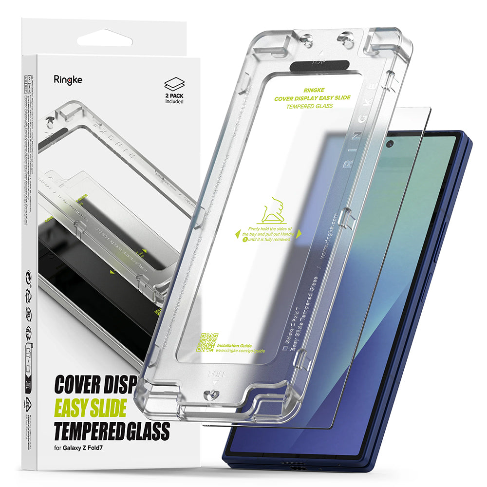 Zaščitna folija za zunanji zaslon Ringke Easy Slide za Samsung Galaxy Z Fold7 F966, Kaljeno steklo, Polno lepljenje, Komplet 2 kosa