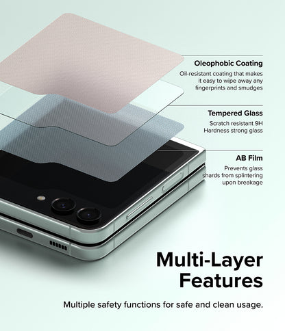 Zaščitna folija za zunanji zaslon Ringke za Samsung Galaxy Z Flip5 F731, Kaljeno steklo, Polno lepilo, Komplet 2 kosa