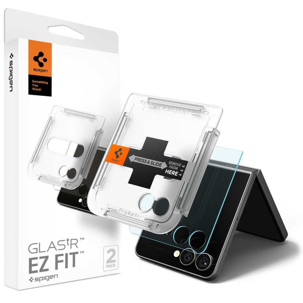 Spigen GlastR EZ FIT External Screen Protector for Samsung Galaxy Z Flip7 F766, Tempered Glass, Full Glue, Set of 2 pieces AGL09585