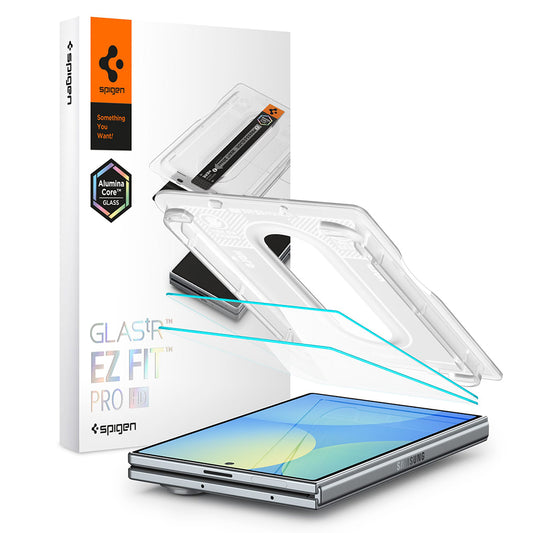 Zaščitna folija za zunanji zaslon Spigen GlastR EZ FIT Pro HD za Samsung Galaxy Z Fold8 F971, kaljeno steklo, polno lepilo, komplet 2 kosa AGL11943