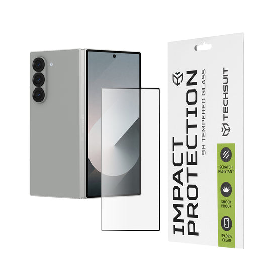 Zaščitna folija za zunanji zaslon Techsuit za Samsung Galaxy Z Fold6 F956, kaljeno steklo, polno lepilo, 111D, črna