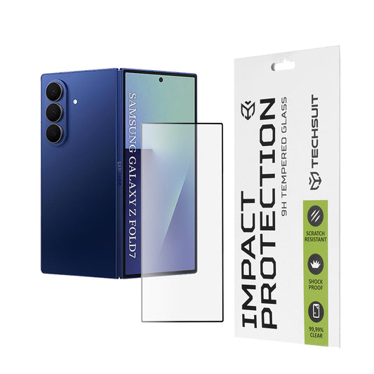 Zaščitna folija za zunanji zaslon Techsuit za Samsung Galaxy Z Fold7 F966, kaljeno steklo, polno lepilo, 111D, črna