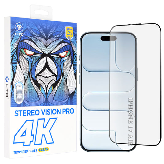 Zaščitna folija za zaslon Lito D+ Max 4K za Apple iPhone 17 Air, Kaljeno steklo, Polno lepilo, Črna