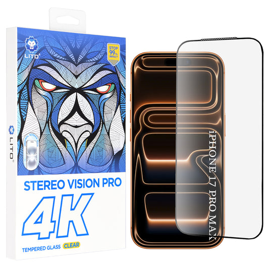 Zaščitna folija za zaslon Lito D+ Max 4K za Apple iPhone 17 Pro Max, Kaljeno steklo, Polno lepljenje, Črna