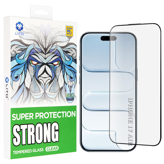 Zaščitna folija za zaslon Lito D+ Max Strong za Apple iPhone 17 Air, Kaljeno steklo, Polno lepilo, Črna