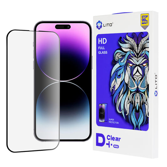 Zaščitna folija za zaslon Lito D+ Pro za Apple iPhone 14 Pro Max, kaljeno steklo, polno lepilo, črna