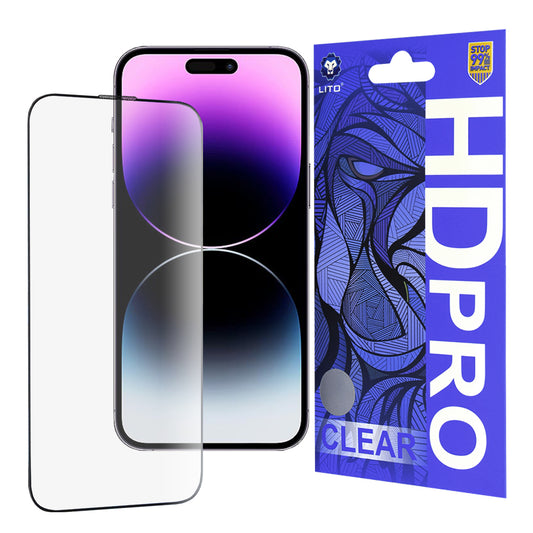 Zaščitna folija za zaslon Lito HD Pro Clear za Apple iPhone 14 Pro Max, kaljeno steklo, polno lepilo, črna