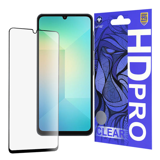 Zaščitna folija za zaslon Lito HD Pro Clear za Samsung Galaxy A06 A065, kaljeno steklo, polno lepilo, črna