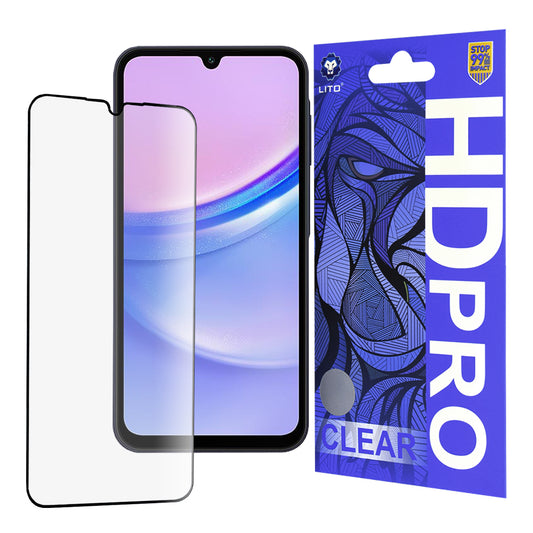 Zaščitna folija za zaslon Lito HD Pro Clear za Samsung Galaxy A15 5G A156 / A15 A155 / A25 A256 / A24 4G A245, kaljeno steklo, polno lepilo, črna