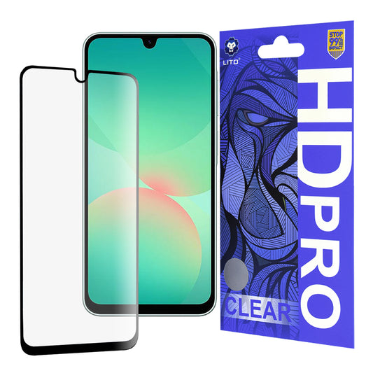 Zaščitna folija za zaslon Lito HD Pro Clear za Samsung Galaxy A26 A266, kaljeno steklo, polno lepilo, črna