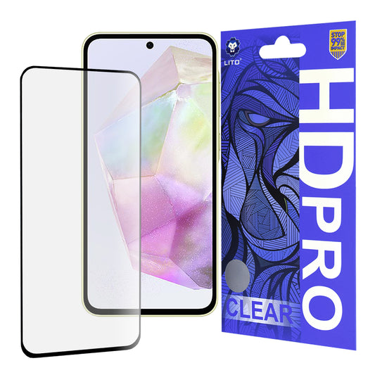 Zaščitna folija za zaslon Lito HD Pro Clear za Samsung Galaxy A35 5G A356, kaljeno steklo, polno lepilo, črna