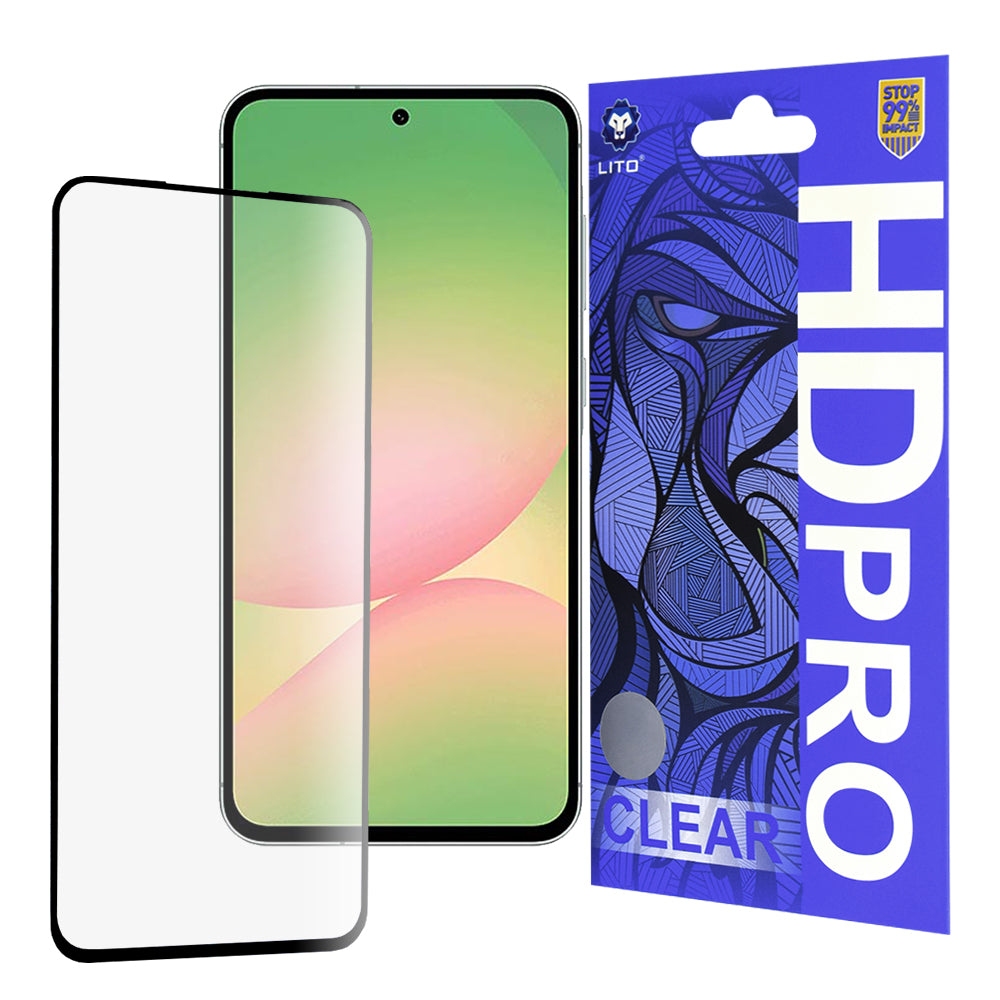 Zaščitna folija za zaslon Lito HD Pro Clear za Samsung Galaxy A56 A566, kaljeno steklo, polno lepilo, črna