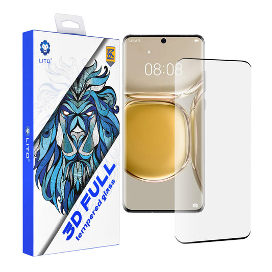 Zaščitna folija za zaslon Lito za Huawei P50 Pro, kaljeno steklo, polno lepilo, 3D, črna