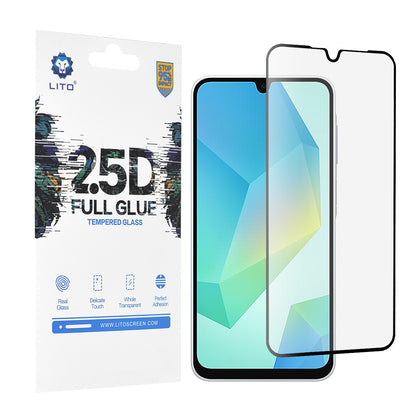 Zaščitna folija za zaslon Lito za Samsung Galaxy A16 5G A166 / A16 4G A165, kaljeno steklo, polno lepilo, 2.5D, črna