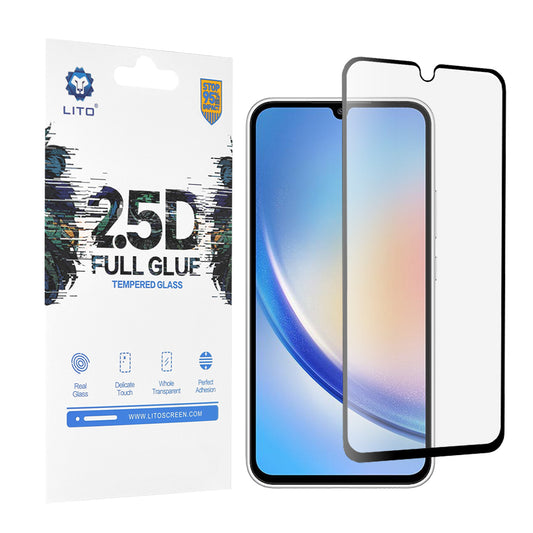 Zaščitna folija za zaslon Lito za Samsung Galaxy A34 A346, kaljeno steklo, polno lepilo, 2.5D, črna