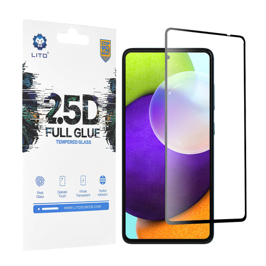 Zaščitna folija za zaslon Lito za Samsung Galaxy A52s 5G A528 / A52 5G A526 / A52 A525, kaljeno steklo, polno lepilo, 2.5D, črna