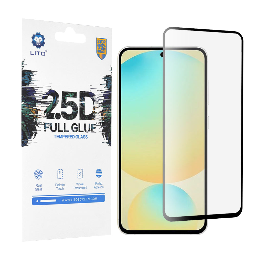Zaščitna folija za zaslon Lito za Samsung Galaxy S24 FE S721, kaljeno steklo, polno lepilo, 2.5D, črna