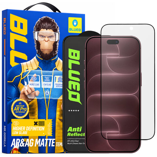 Zaščitna folija za zaslon Matte Blueo Anti Reflective HD za Apple iPhone 18 Pro Max, kaljeno steklo, lepilo po celotni površini, črna